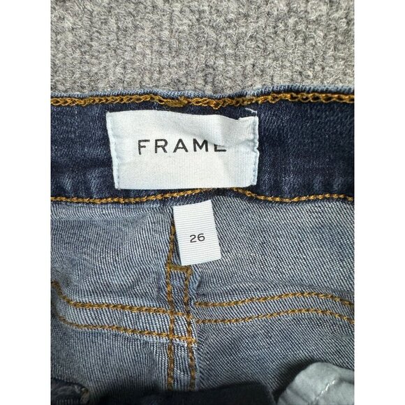 Frame Le High Skinny Jeans Women's 26 Dark Blue Ankle Stretch Denim - Picture 2 of 9